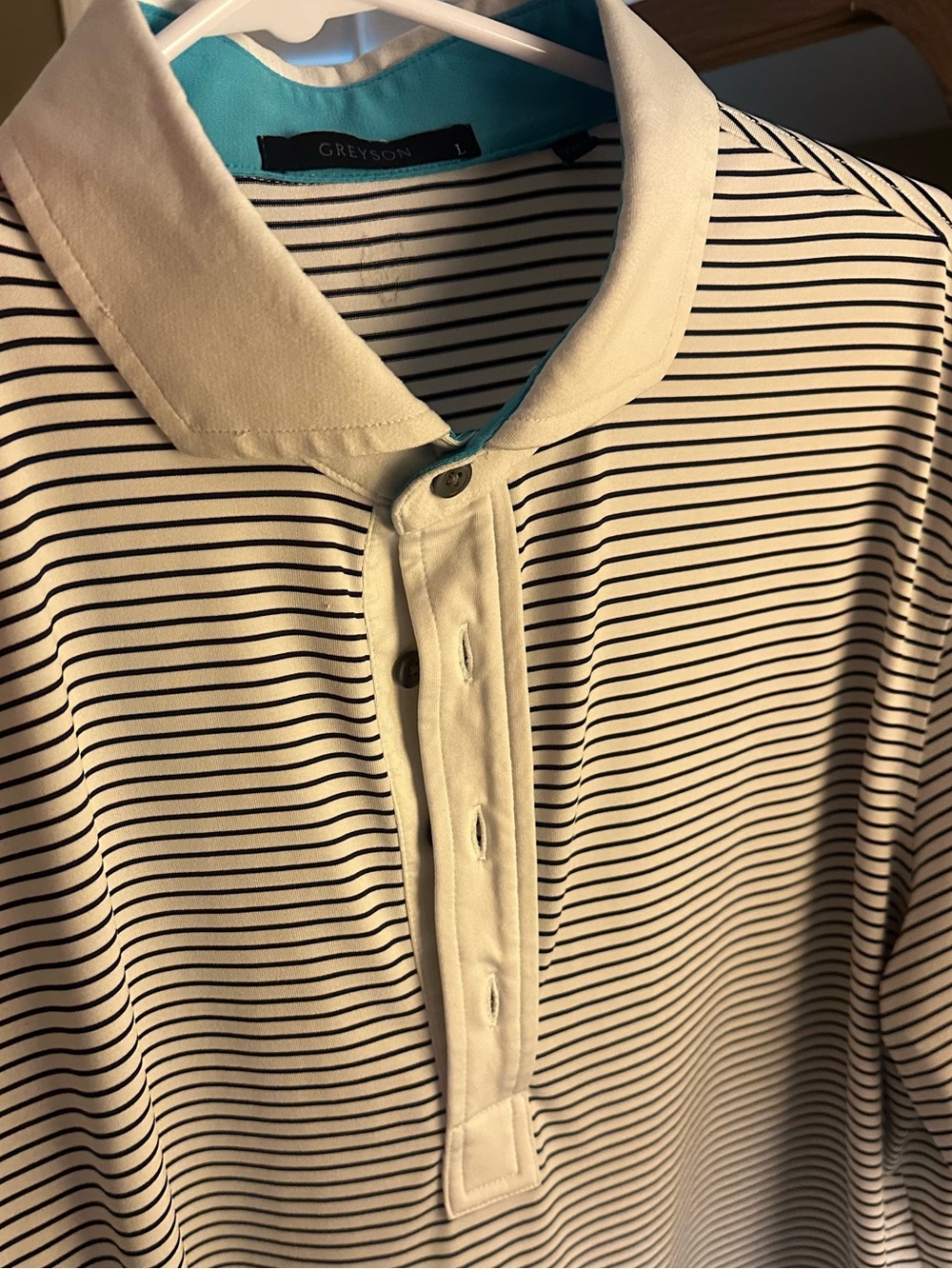 Greyson White Polo with Black Stripes - Large - Great condition